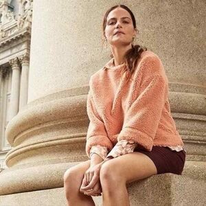 Madewell Fuzzy Teddy Bear Sweater 3/4 Sleeve